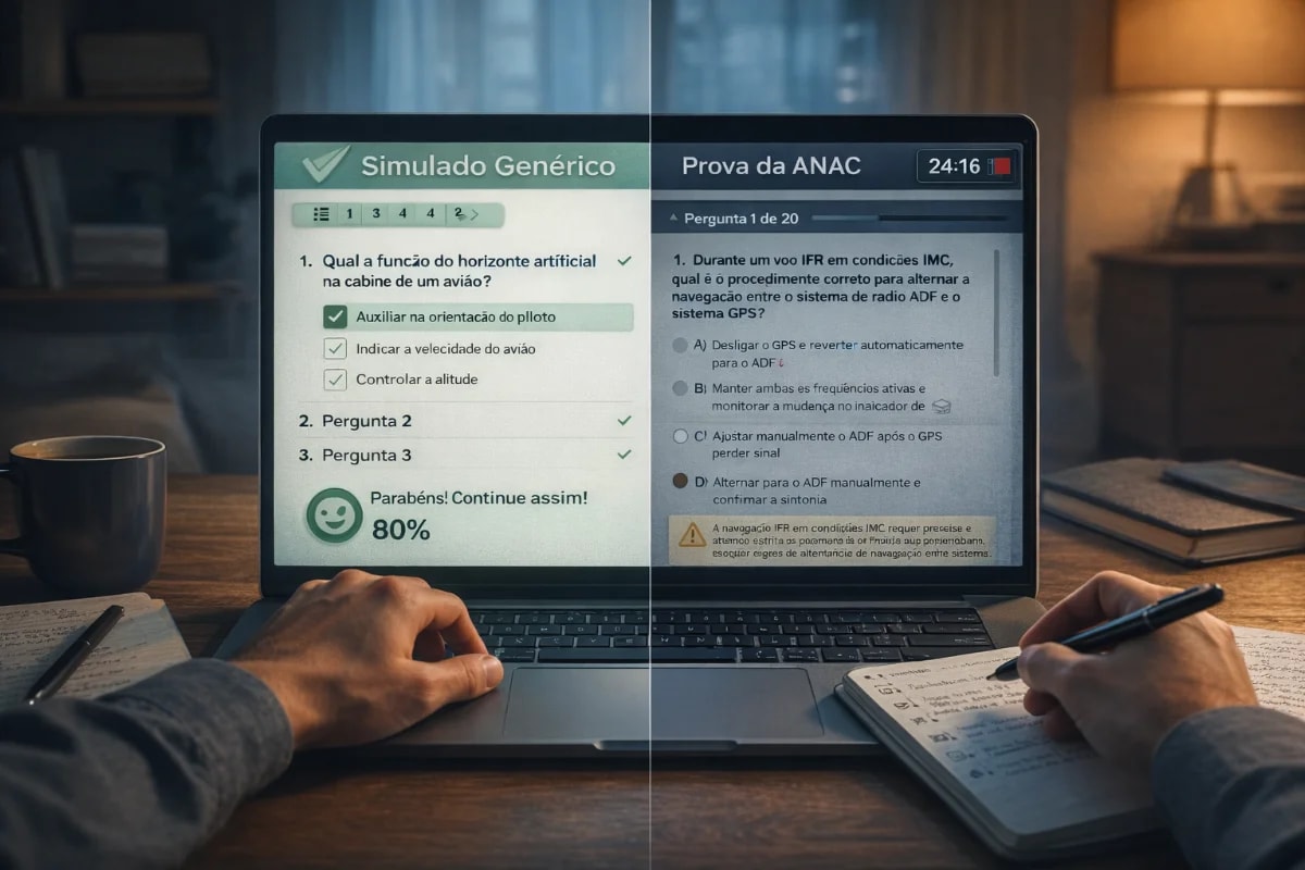 Por que simulados genéricos não refletem a prova da ANAC